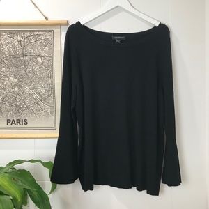 Lane Bryant Black Ribbed Lightweight Sweater Top